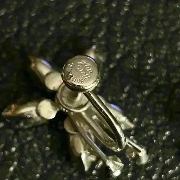 Von Dell vintage midcentury screwback orchid 925 sterling rhinestone earrings - Picture 4 of 4